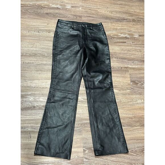 Kelli Kouri lamb skin black leather pants laces 2 27 - Picture 1 of 16